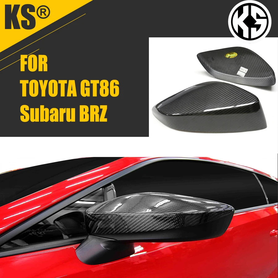 

For Toyota GT86 BRZ 2PCS Dry Carbon Fiber Rearview Black Mirror Covers Shell