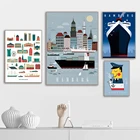 Картина на холсте с изображением морской лодки капитана гавани, Германия, Гамбургских достопримечательностей, скандинавские настенные картины, декор для гостиной