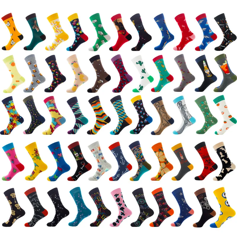 

10 Pairs Unisex Socks Trendy fashion wild couple tube socks food diamond-shaped animal men's socks fruit beer cotton socks