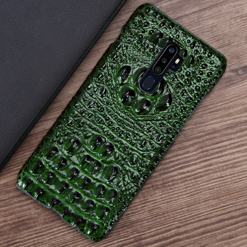 genuine leather phone case for realme 3 5 6 x lite xt x2 x50 pro q cases natural cowhide crocodile head texture cover funda capa free global shipping