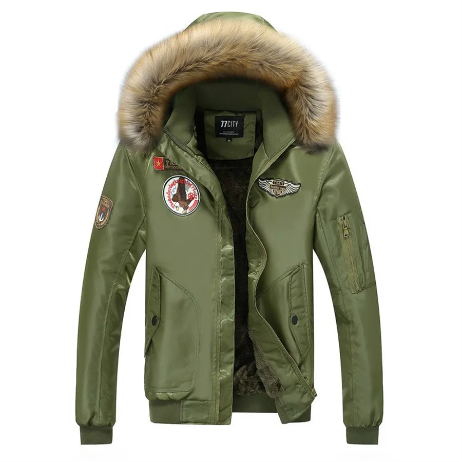 Men Air Force Army Tactical Outerwear Winter Military Bomber Jacket Plus Size M-4XL Warm Fur Parkas Hoodie Pilot Coat | Мужская одежда