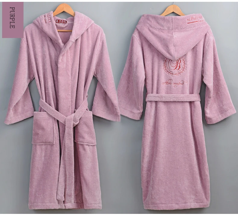 Халат-кимоно с вышивкой для мужчин и женщин Толстая теплая одежда капюшоном