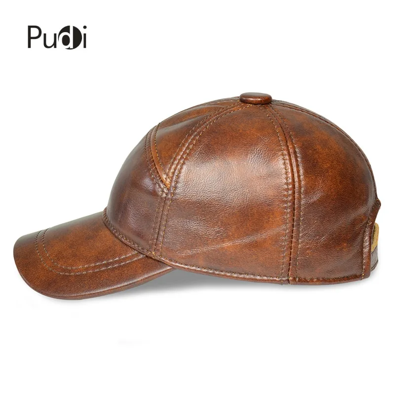 Pudi men genuine leather cap hat new style warm army solid color  fashion hats HL190