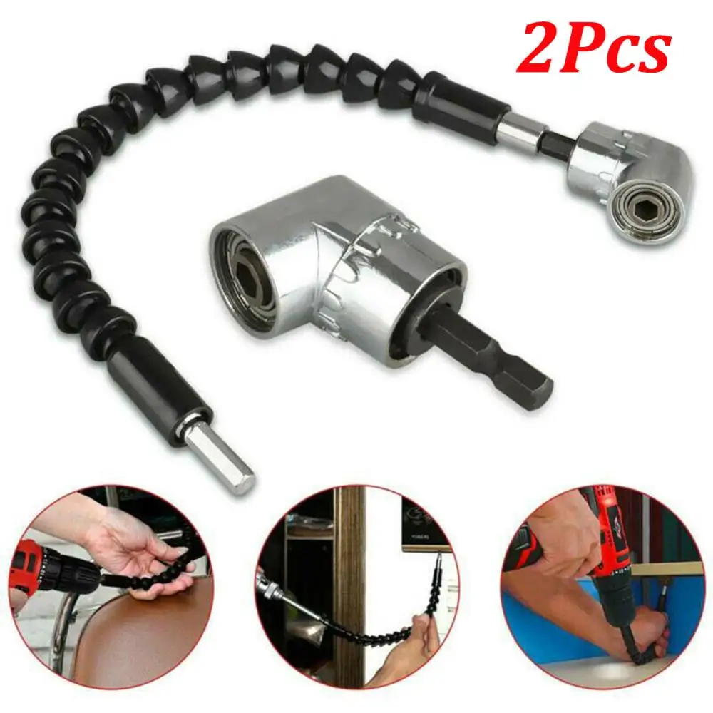 2PCS 105 Angle Drill Flexible Shaft Bit Kit Extension Screwdriver Holder+black universal flexible shaft with hexagon handle | Инструменты