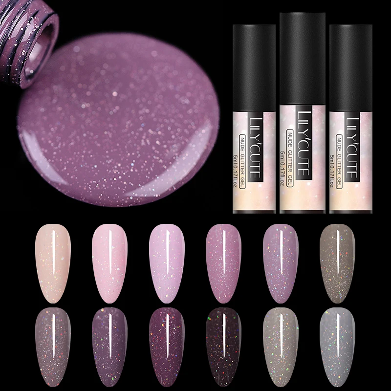 LILYCUTE Блестящий УФ гель для ногтей серия телесного цвета Полупостоянный