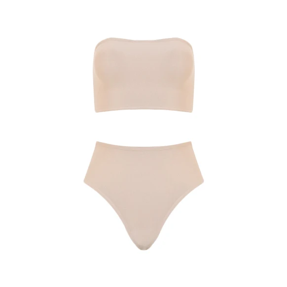 

2019 Classic Sexy Ladies Bikini Bandage Swimwear Tube top Triangle Beachwear Bandage Zipper Back Two Piece Set