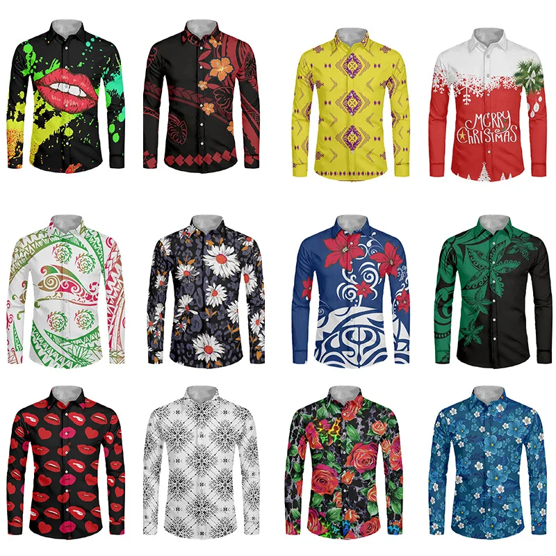 Новое поступление черная Самоанская рубашка HYCOOL с длинным рукавом Мужская