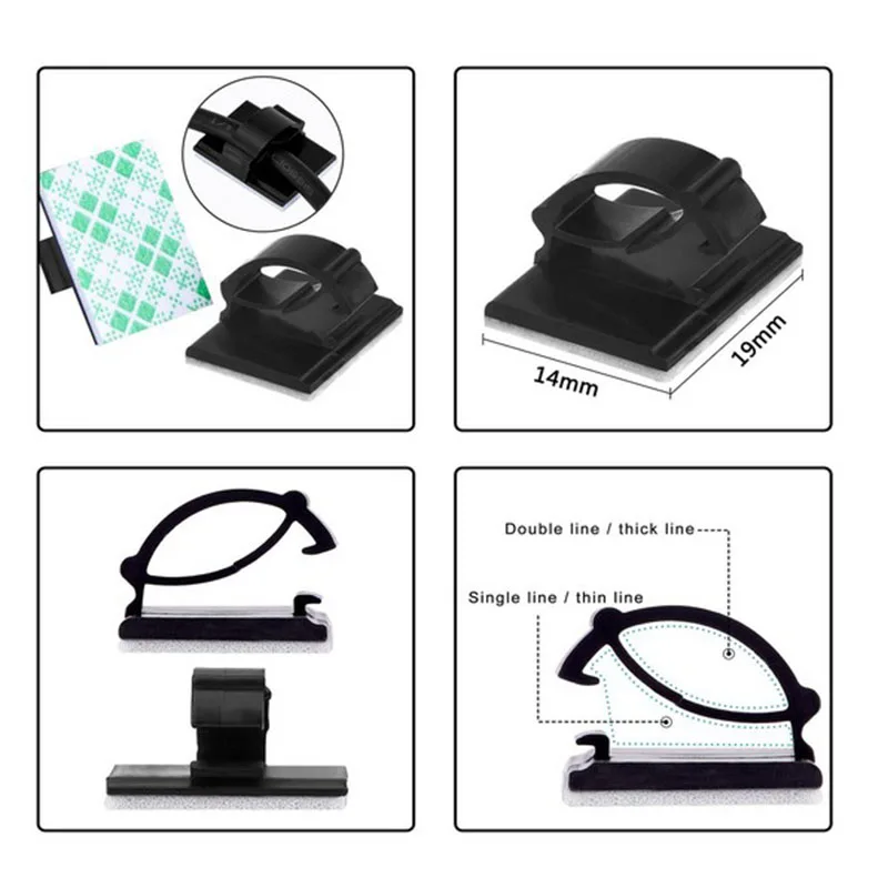 Акция! 20 шт. стяжки для кабеля клейкие Кабельные автомобильные зажимы