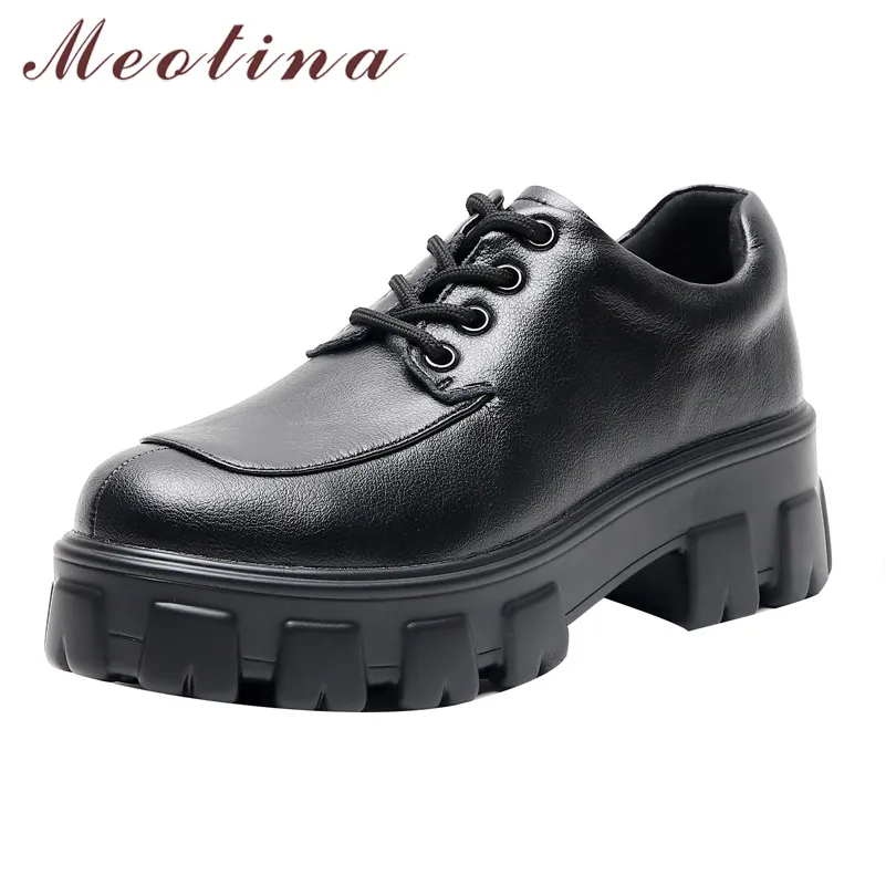 Женские туфли на массивном каблуке Meotina повседневные из натуральной кожи с