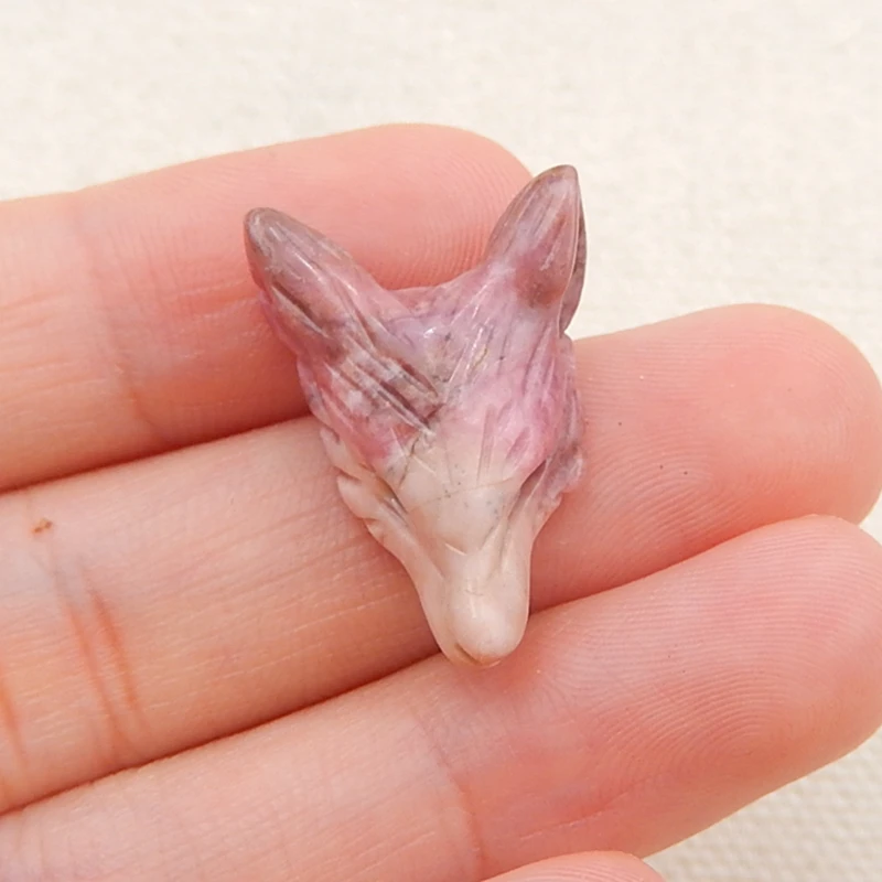 

Wholesale,Carved Rhodonite Wolf Head fashion Pendant Bead 23x16x9mm,3.8g