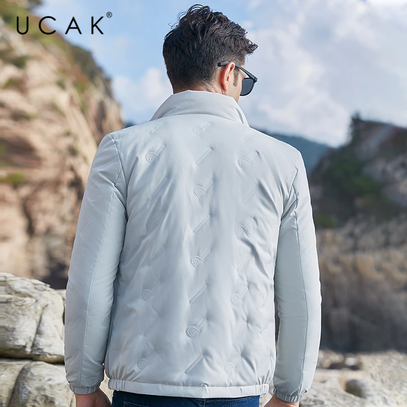 UCAK Brand 90% White Duck Down Solid Color Down Jacket Clothing Men New Fashion Classic Streetwear Stand Collar Down Coat U8032