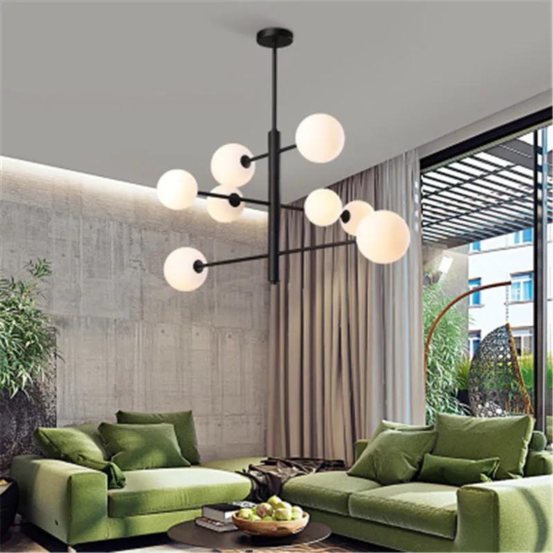 Satin Al Modern Minimalist Cam Küresel Avize Oturma Odası Yemek Odası Yatak Odası Giyim Mağazası Spiral Ferforje Dekoratif Lambalar