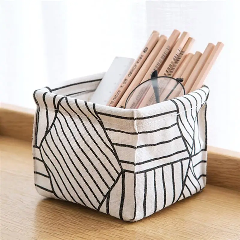 

Desktop Storage Box Cotton Linen Storage Basket Sundries Finishing Box for Desk Stationery Dressing Table Cosmetics
