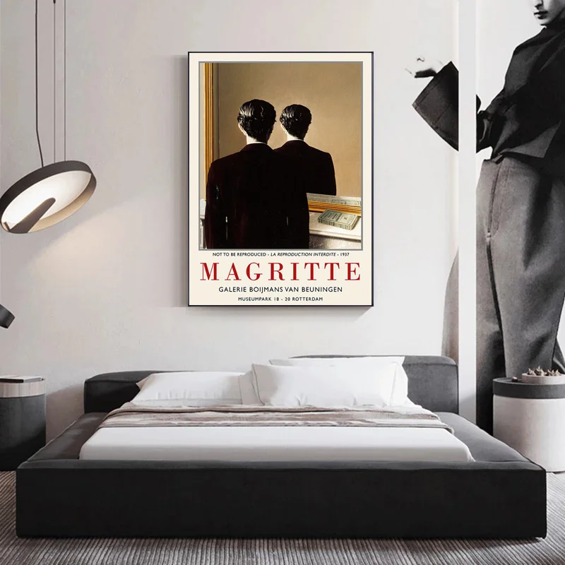 

Rene Magritte Canvas Painting Classic Figure Man Artwork Reproduction Posters and Print Wall Art Picture for Living Room Cuadros
