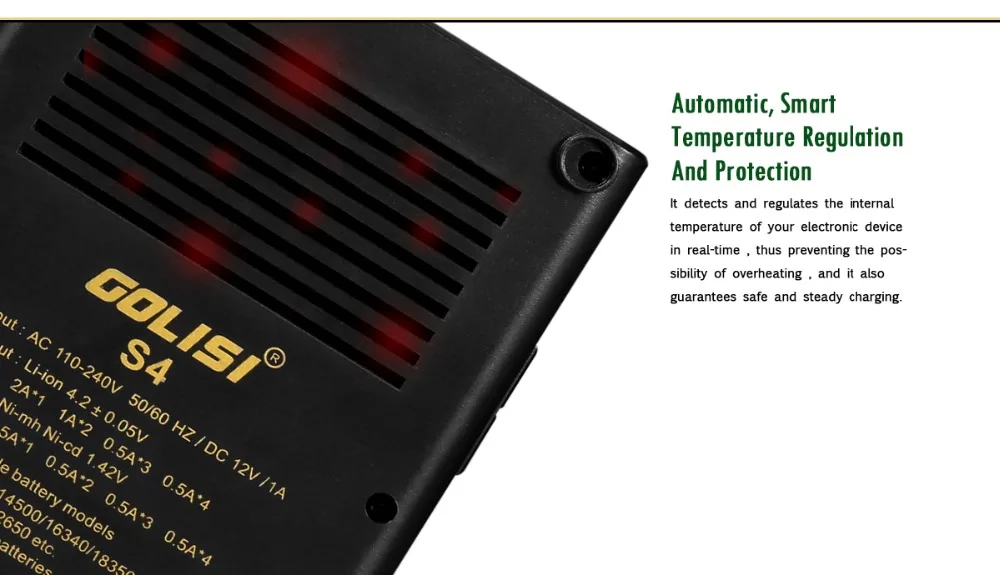 Golisi S4 2.0A интеллектуальное ЖК-зарядное устройство для Li-Ion Ni-MH Ni-Cd Ni-md 26650 18650 20700 21700 AA AAA аккумуляторная батарея