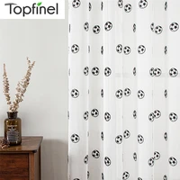 topfinel sheer curtains embroidered football tulle for children boys curtain for living room bedroom tulle white voile curtains