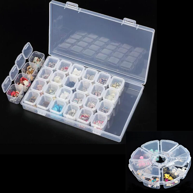 28 сеток пластиковый ящик для хранения украшений бусин чехол прозрачный отсек