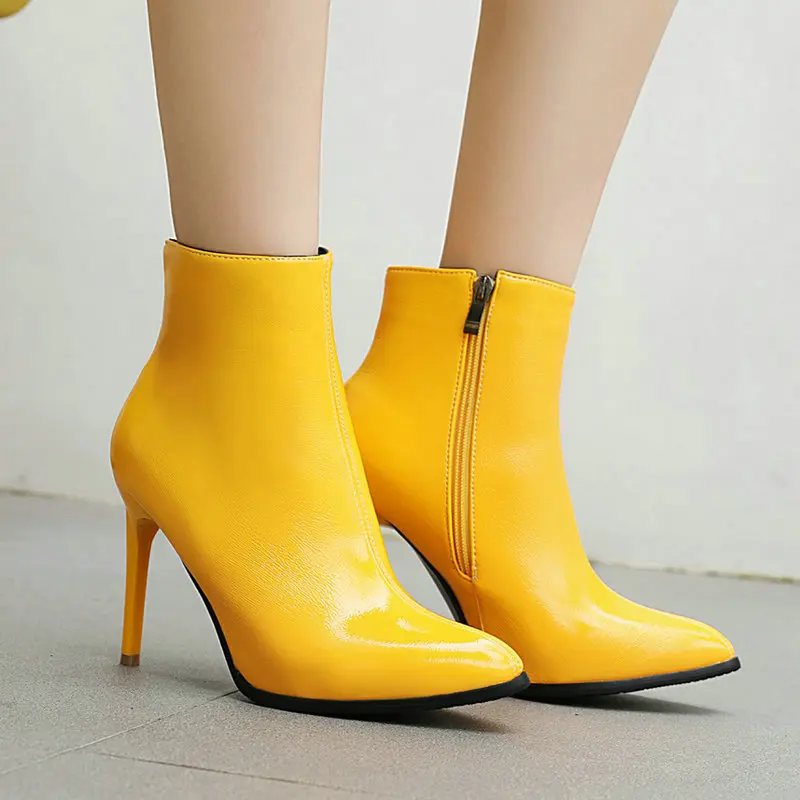 

Ботильоны женские на молнии, высокий каблук, заостренный носок, тонкий каблук, пикантные, модные короткие сапоги, черные, синие, Осень-зима