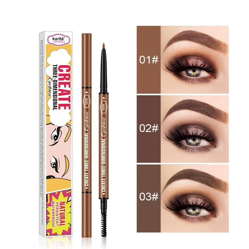 Двухсторонний ультратонкий карандаш для бровей водостойкий устойчивый к поту