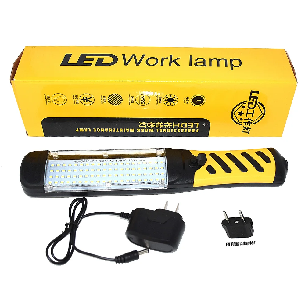 저렴한 80 LED 작업등 LED 충전식 손전등 마그네틱 후크 램프, 작업 램프 토치 핸드 램프 야간 조명 자동차 수리 검사