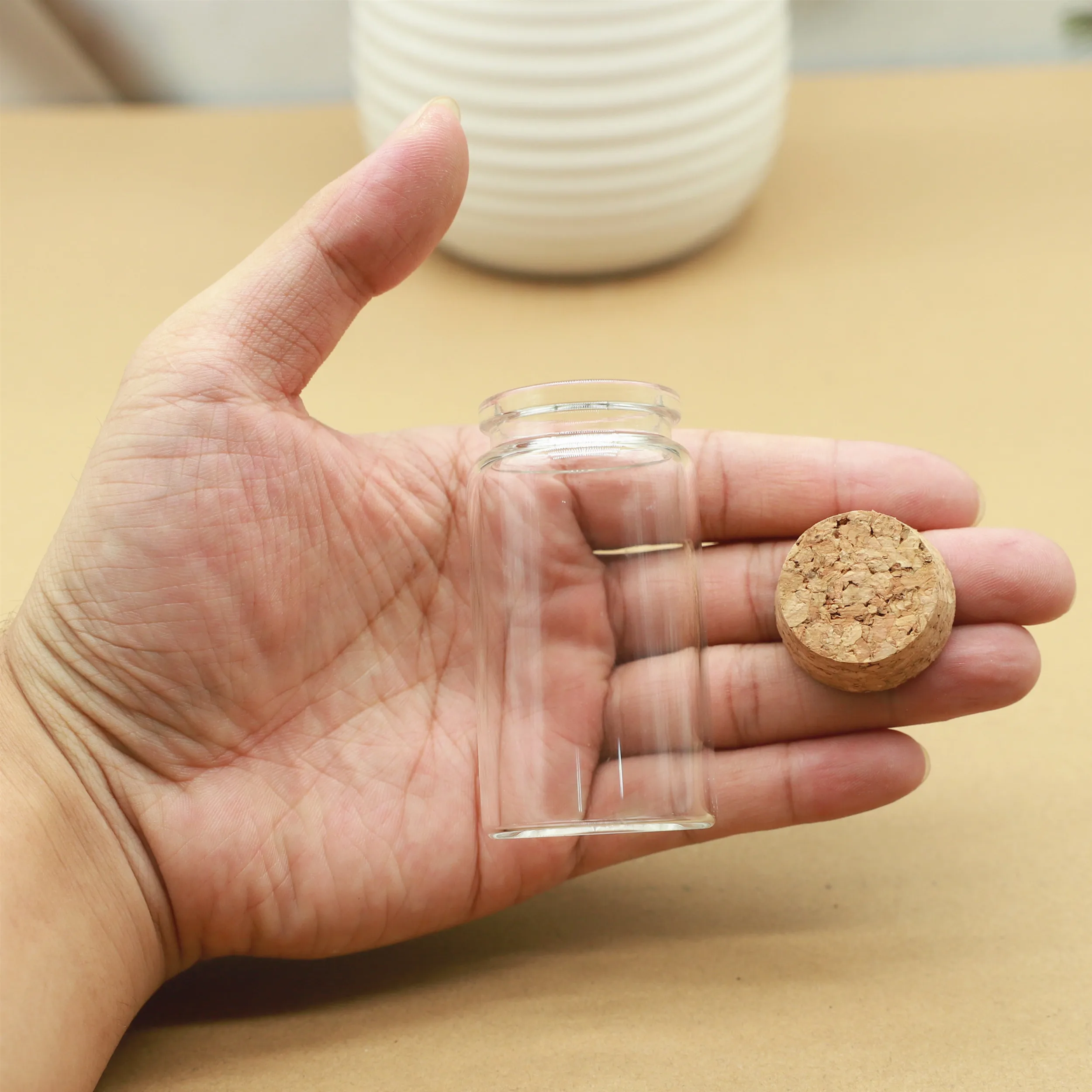 

6 Pieces Glass Bottle 37*70mm 50ml Small Stopper Test Tube Storage tiny Glass Jars Spice spicy Bottle Candy Containers Vials