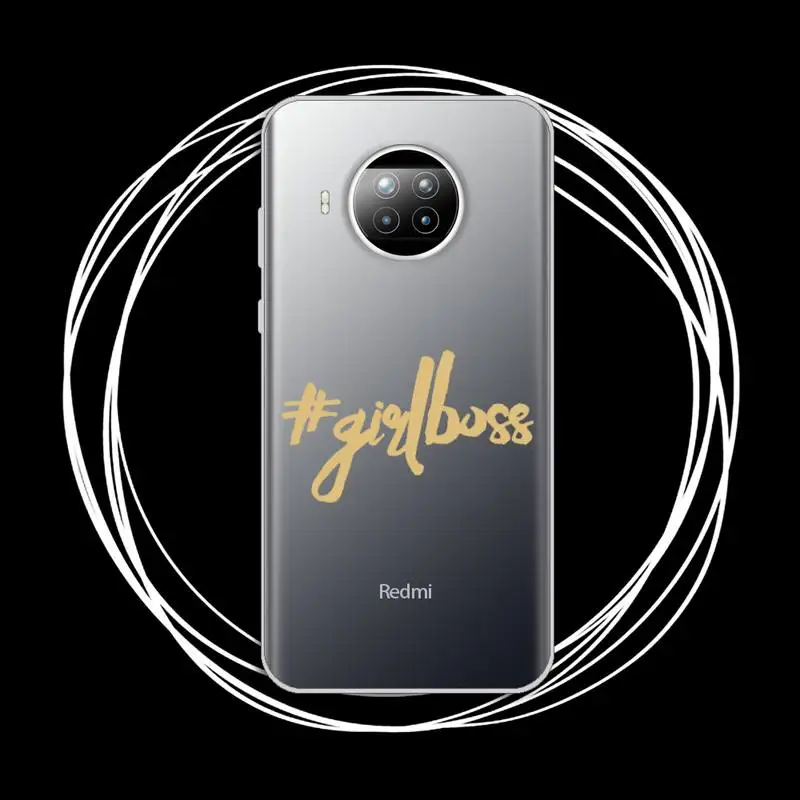 

Girl Boss Pink Women power Cartoon Novelty Phone Case Transparent for Xiaomi Redmi note 10 t 8 9 pro lite 11
