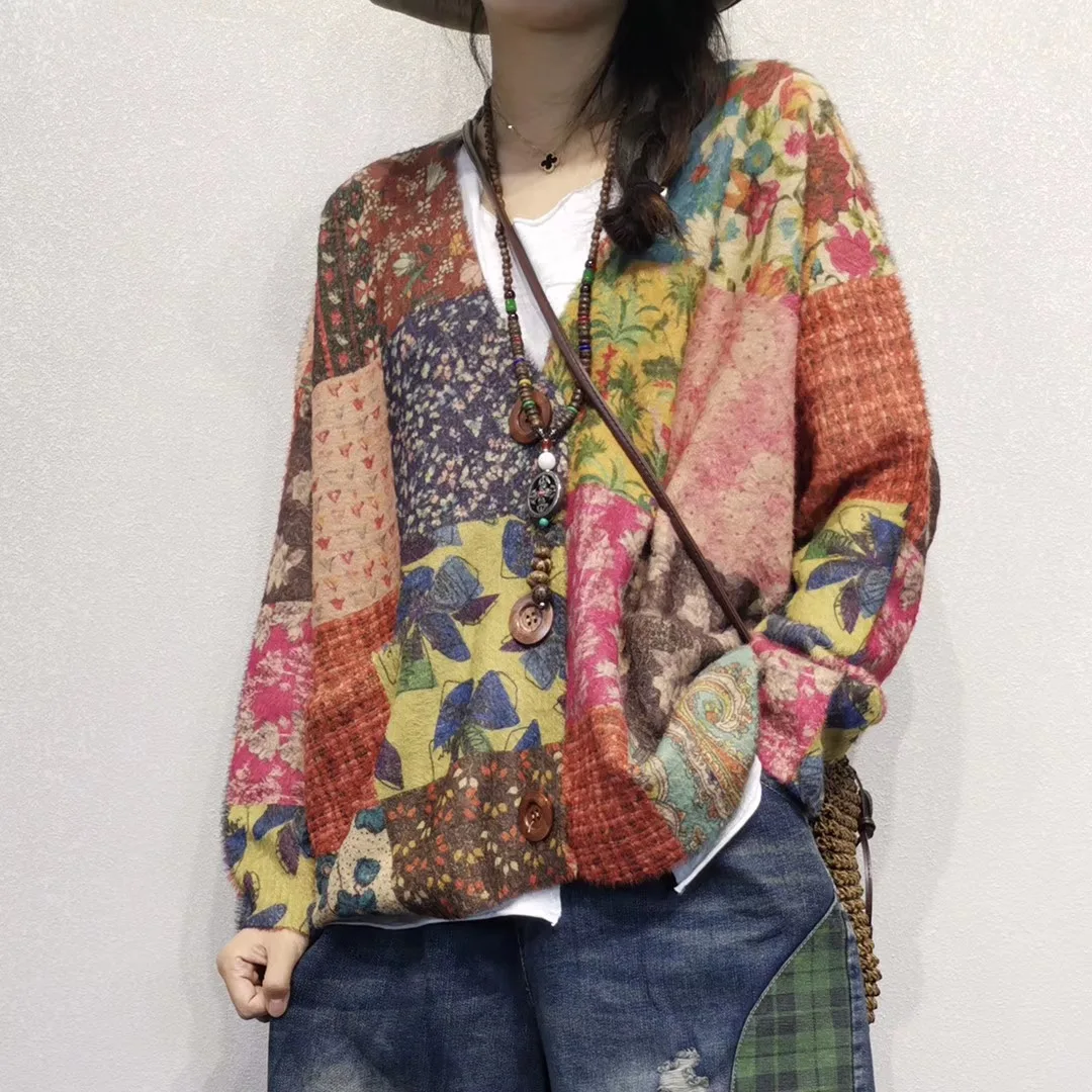 Женский трикотажный кардиган с V образным вырезом и длинным рукавом| |