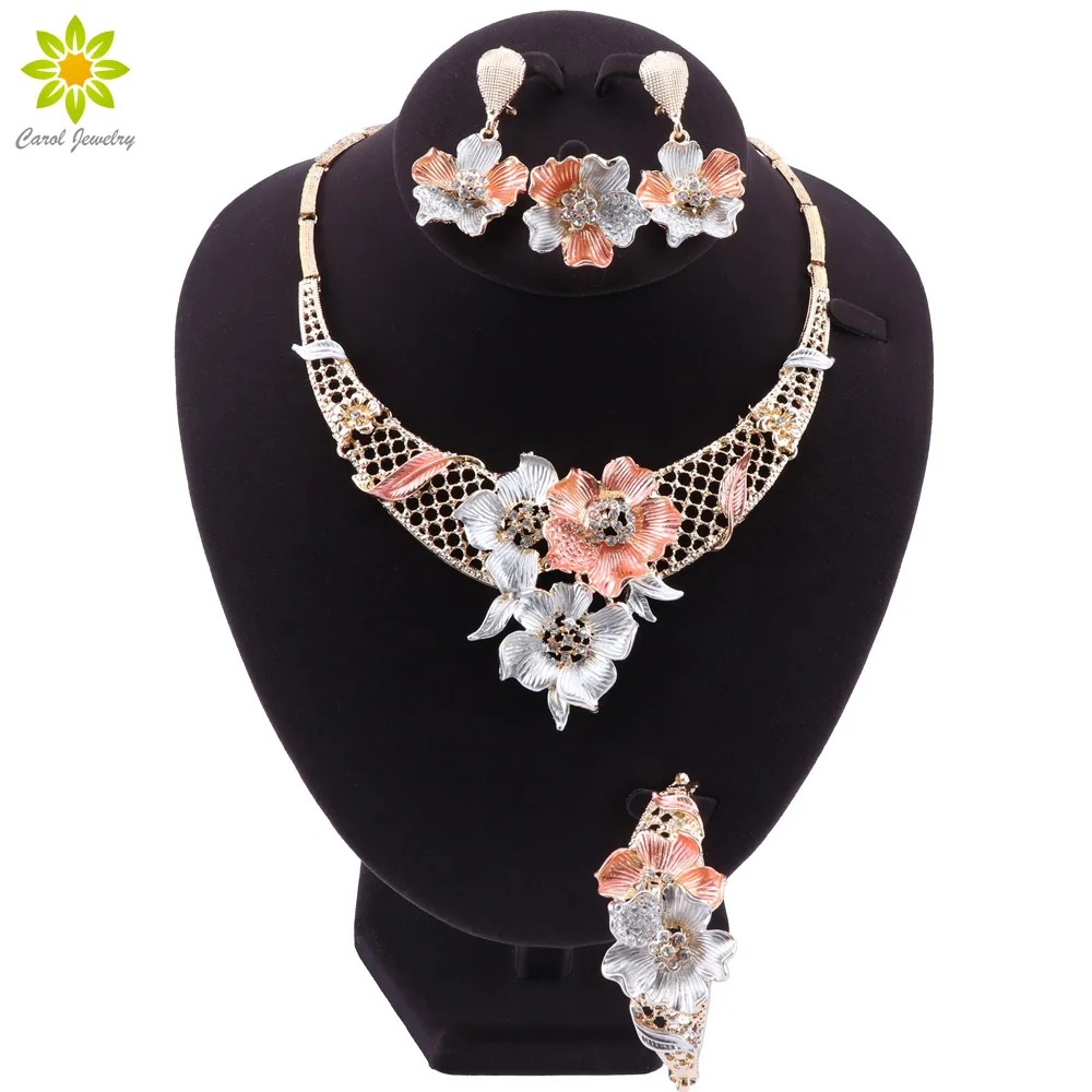 Изысканные Ювелирные наборы из Дубая золотого цвета женские индийские