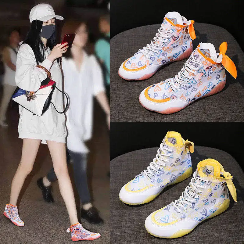 2020 Popular Women's flat Bottom High-Top Sports Boots Fashion Mesh Breathable Brand Comfortable Botas Camouflage | Спорт и