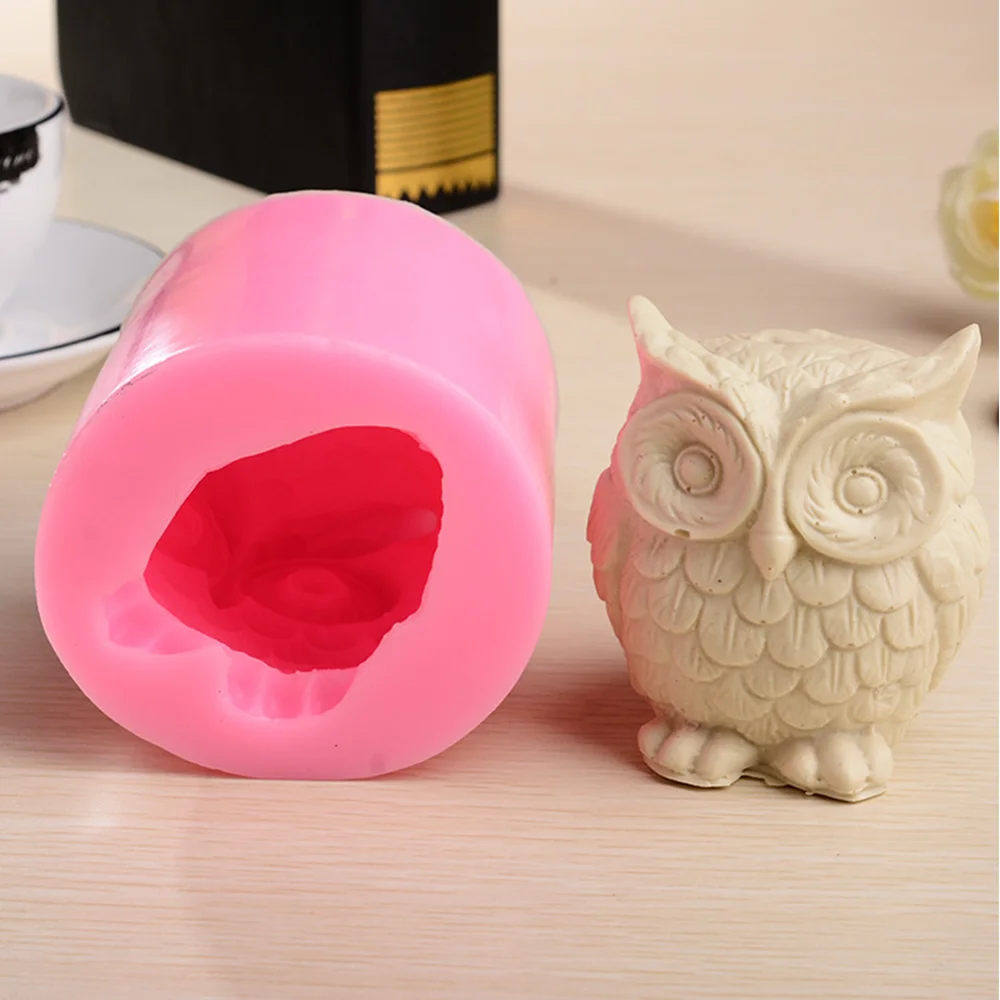 Милый Свеча в форме Совы прессформу эпоксидной смолы силиконовые 3D форма для