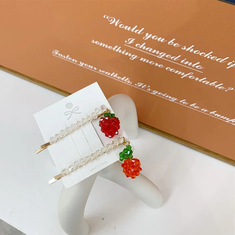 

Crystal Cherry Fruit Hair Clip Lovely Sweet Barrette Headdress For Girl Hair Pin Side Bangs Accessorie