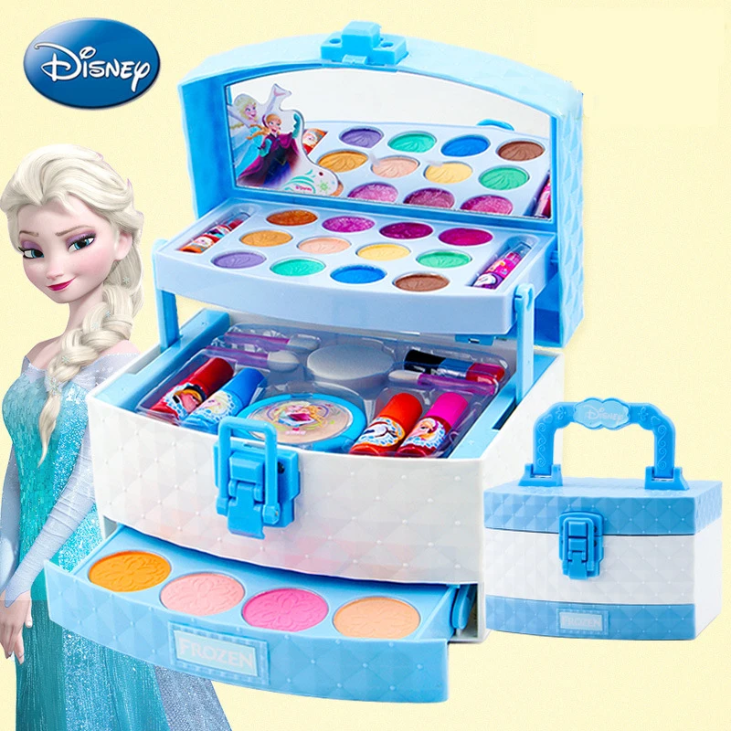 Disney Frozen 2 Elsa Anna Snow White Princess Girls Cosmetics Makeup Suitcase Toys Set Makeup Box Set For Children Girls Gifts
