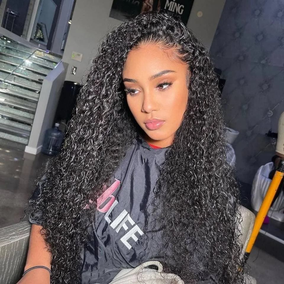 

Парик для женщин на сетке 13x 4, бразильские волосы на 220% кудрявые, с предварительно выщипанными волосами