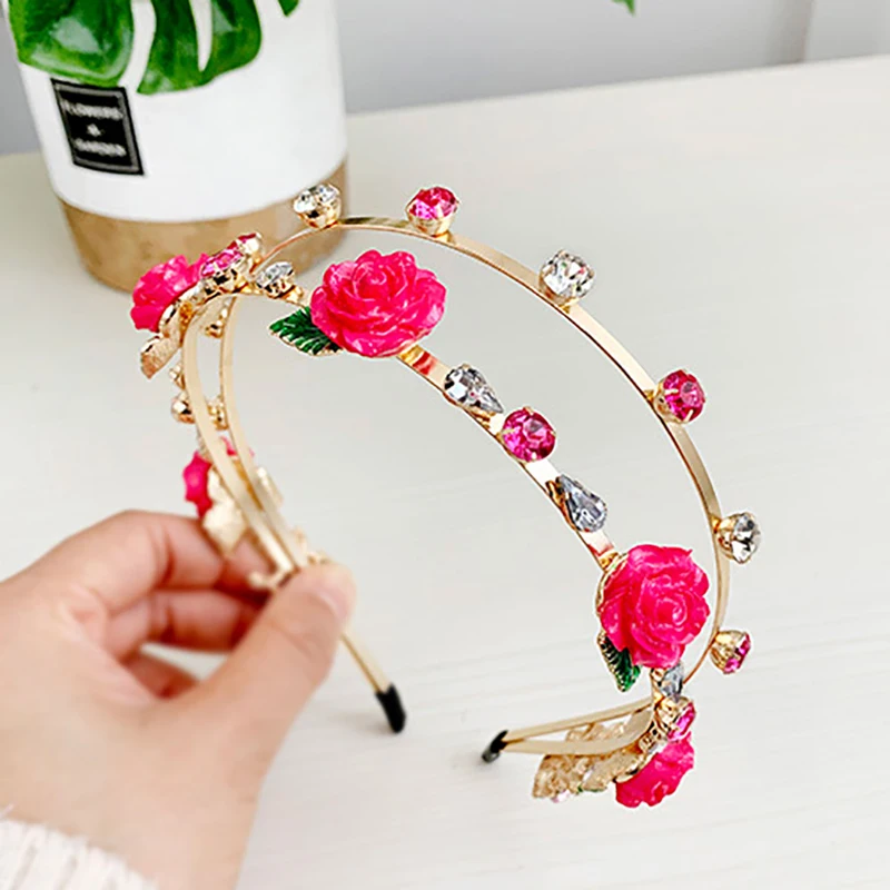 ZHINI Новый женский цветочный ободок с розами кружевное платье лентой венок