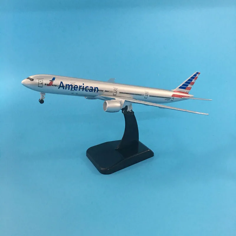 Фото 20 см американские авиалинии Боинг 777 модель самолета США B777 модель самолета 16 см сплав металла литая Игрушечная модель самолета №1