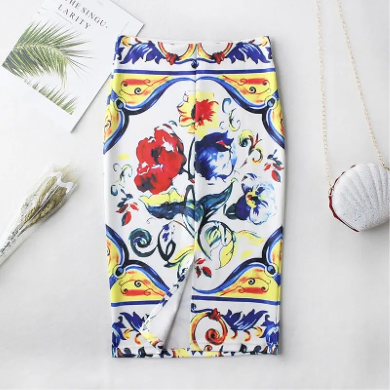 2019 Летний стиль юбка карандаш Для женщин Высокая Талия зеленые юбки Винтаж