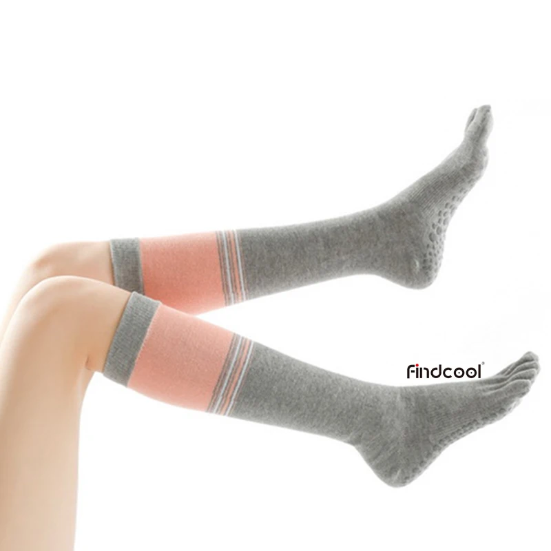 Нескользящие носки тапочки Findcool для йоги фитнеса с пятью пальцами хлопковые