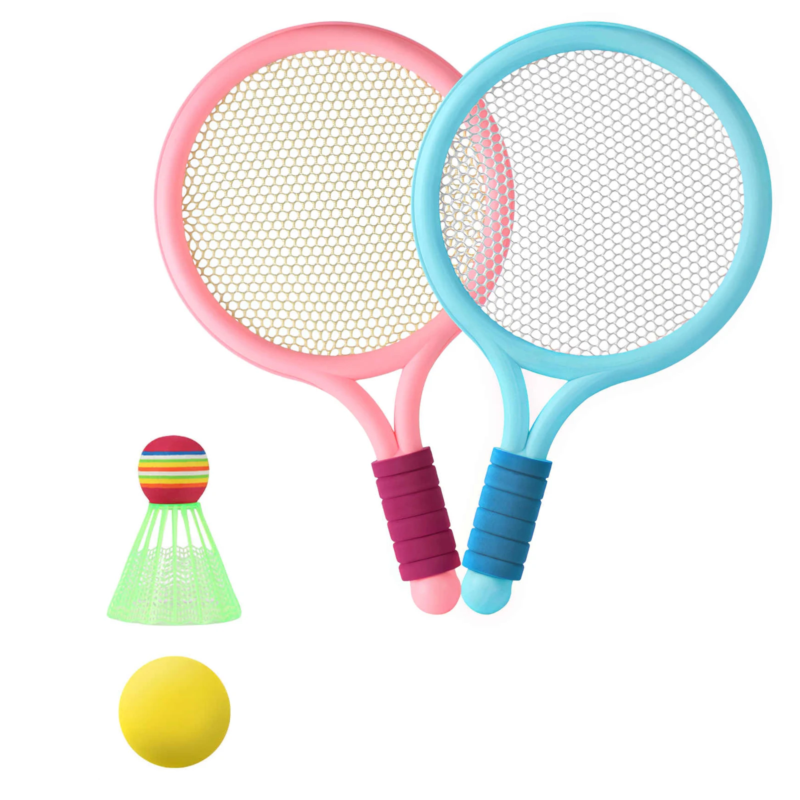 

Детская игрушка для игры в бадминтон, легкий портативный комплект теннисных ракеток с 2 мячиками, прочная забавная пляжная игрушка для спор...