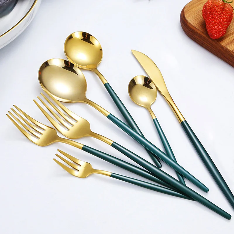 

24pcs Dinnerware Dinner Set Stainless Steel Cutlery Mirror Silverware Knife Fork Spoon Tableware Flatware Dishwasher Talheres