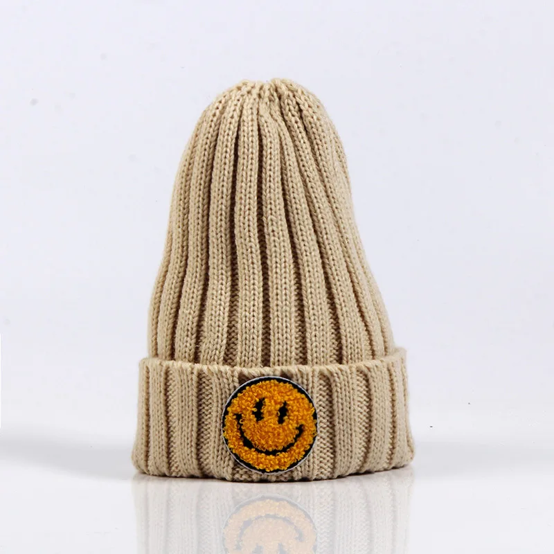 

smile Toddler Hat Girl Boy Baby Infant Winter Crochet Knit Hat Beanie Knitting Wool Hemming Hat Hairball 2-6 Years Kids Cap Hat