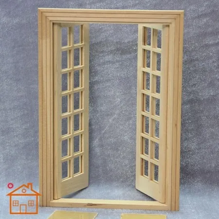 

1:12 Open 28 Squares Window Door with Frame for Dollhouse Miniature Home Decorations DIY