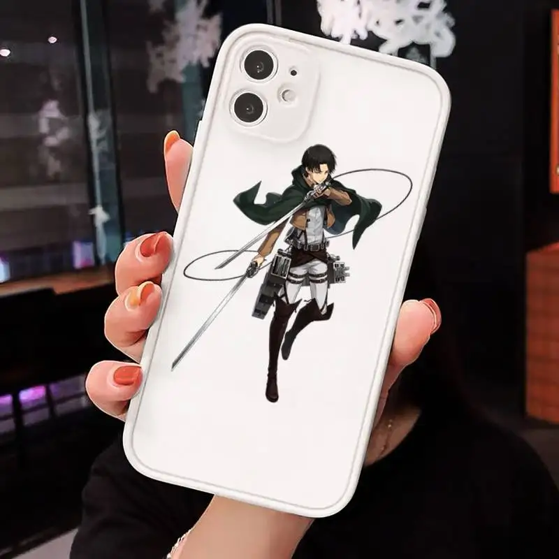

attack on titan Phone Case For iPhone 12 11 Mini Pro XR XS Max 7 8 Plus X Matte transparent White Back Cover