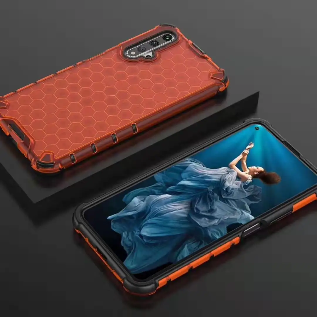 Красный Для huawei Nova 5T чехол для телефона сотовый узор ударопрочный ТПУ PC Гибридный корпус для Honor 20 - Цвет: Красный