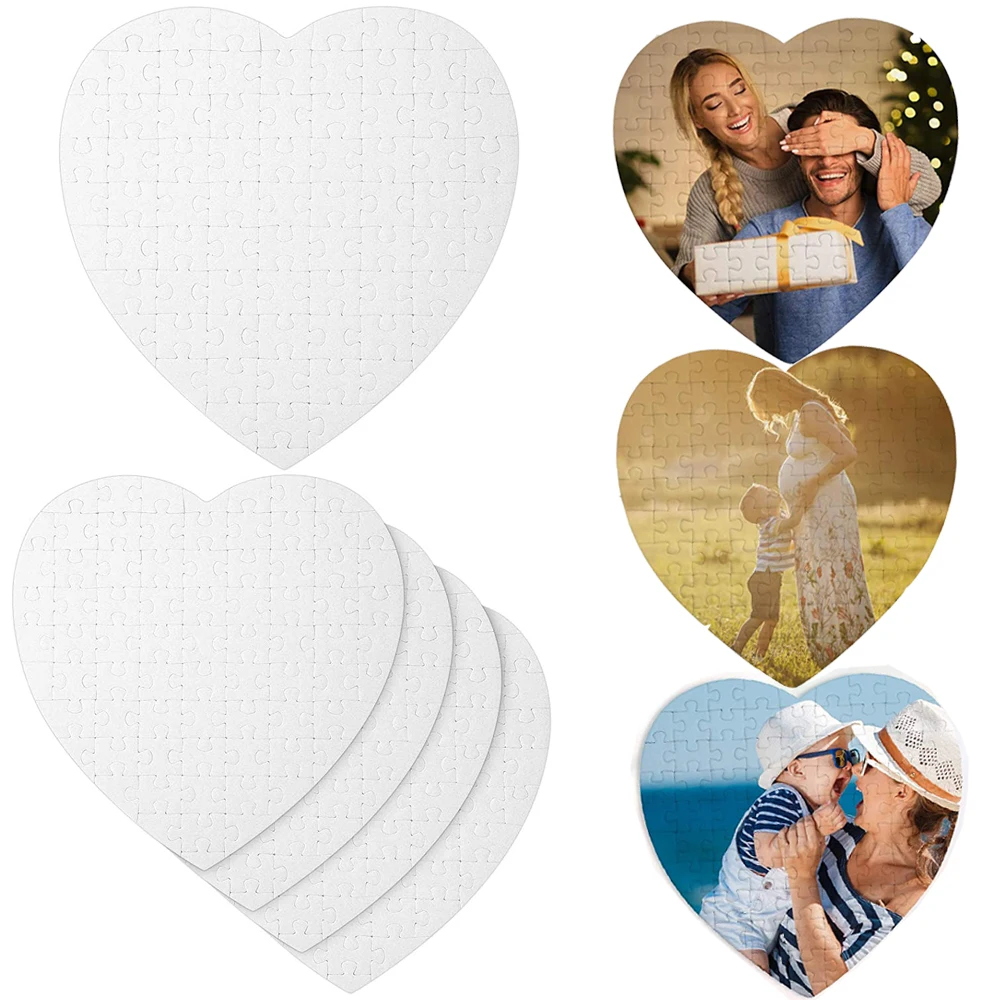 5 Pcs Sublimation Blank Heart Puzzle Jigsaw Toys Personalized Customized Photo Love Heat Transfer DIY Craft Party Favors