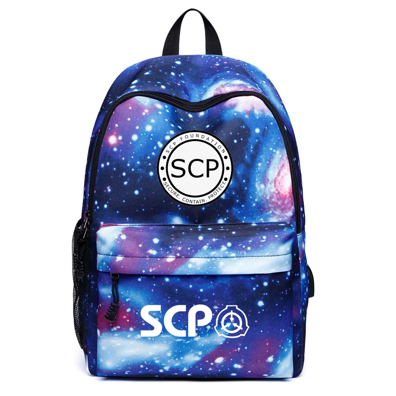 SCP Galaxy Рюкзак с usb-портом школьные рюкзаки для девочек мужские USB зарядка наушники чехол для домкрата Холст Дорожная сумка рюкзак для ноутбука - Цвет: E Blue
