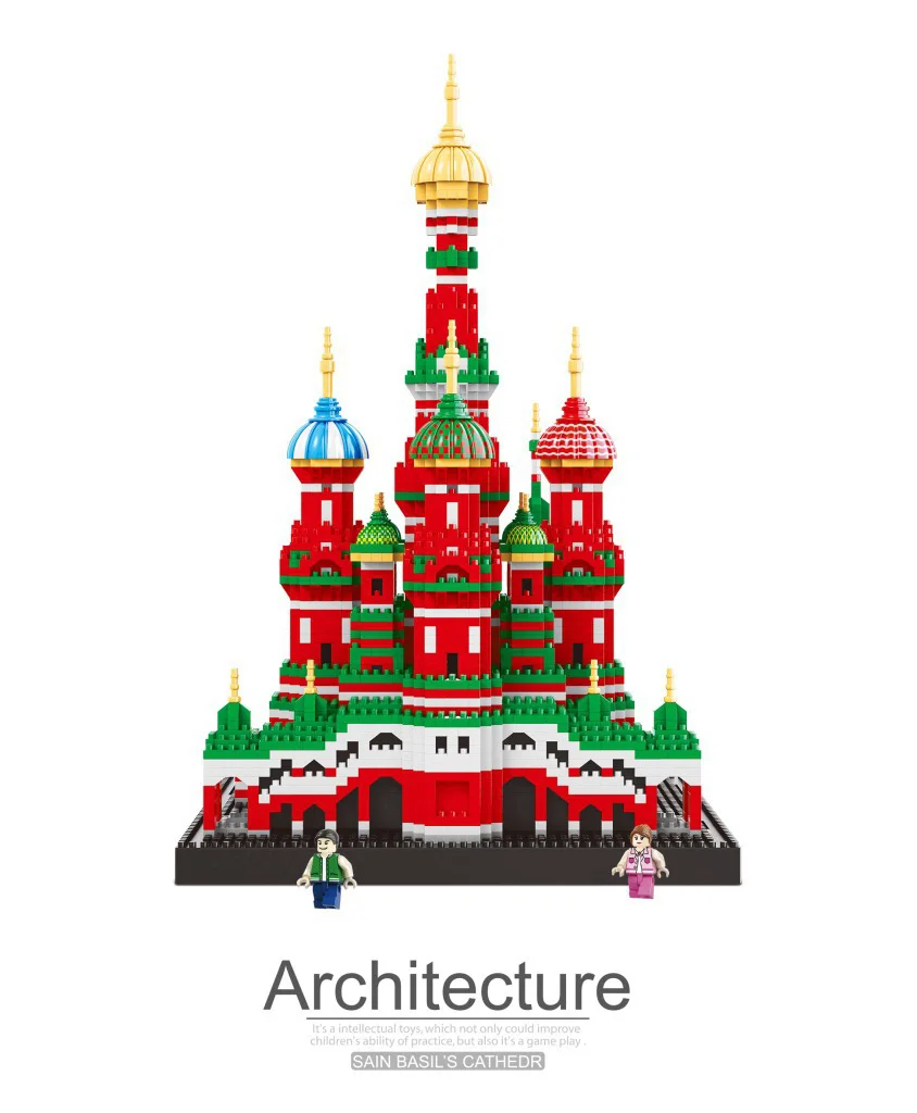 World famous Historical Architecture building bricks russia moscow Saint Basils Cathedral micro diamond block nanobrick toy | Игрушки и