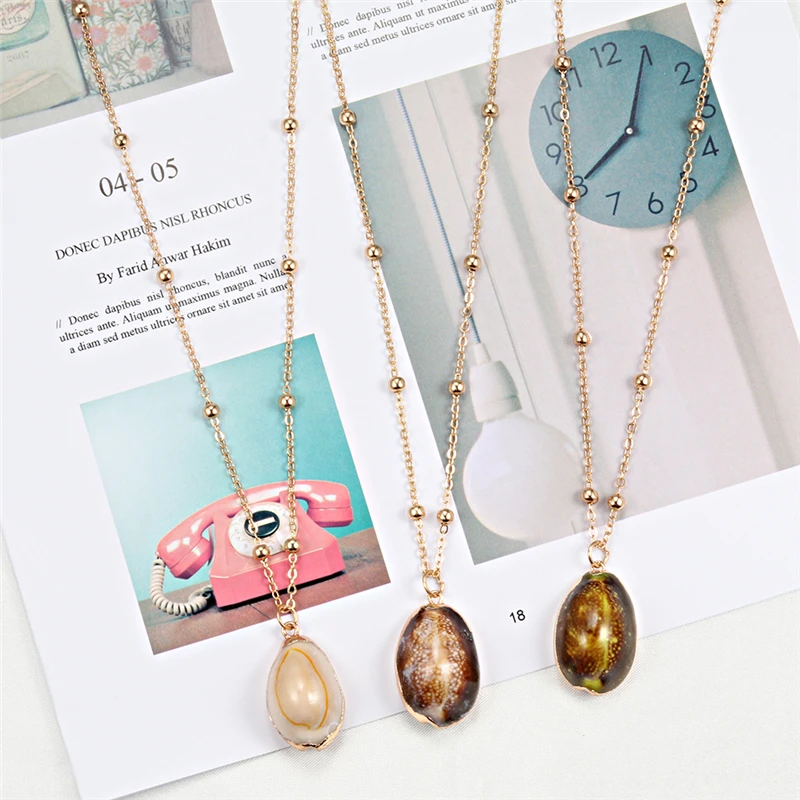 модный Богемное ожерелье с кулоном Каури Ракушка для женщинКолье чокерМода