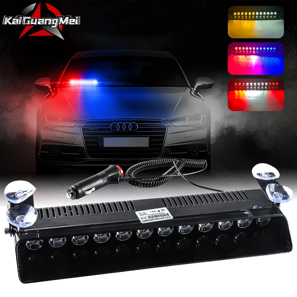 

Police Strobe Lights Car Truck Emergency Flash Warning Signal Lamps 12 LEDs With Cigarette Lighter Suction Cup 14 Blinking Modes