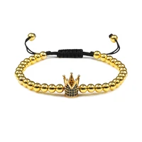 classic hand woven bracelet crown zircon beaded bracelet charm adjustable mens fashion bracelet jewelry anniversary gift