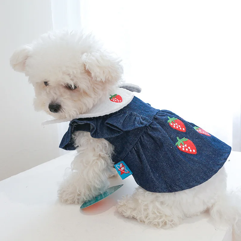 Модная одежда для домашних животных пальто собаки зимнее джинсовое платье из